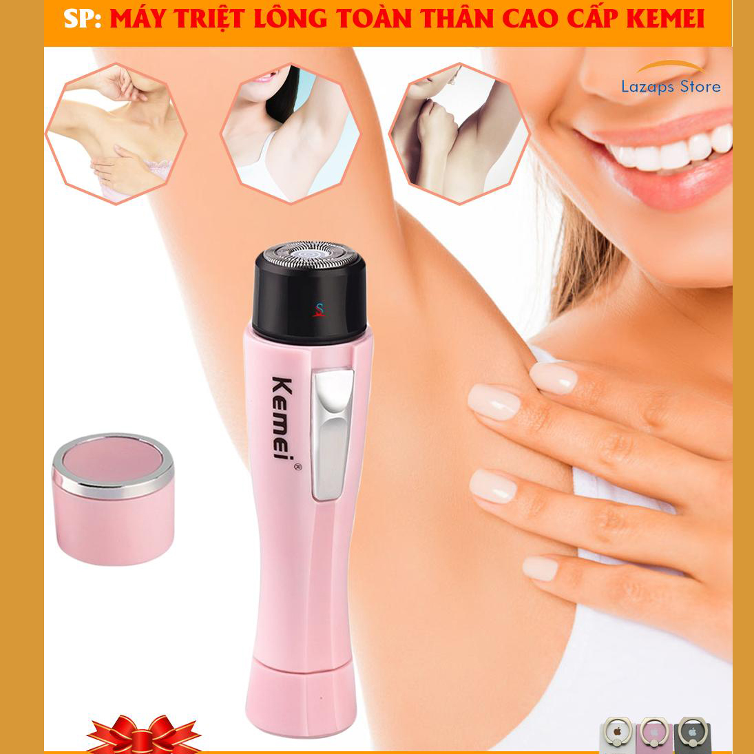Máy cạo lông, máy tẩy lông nách Kemi cầm tay cao cấp, dễ dàng cạo sạch giúp triệt lông toàn thân nhẹ nhàng không gây đau rát