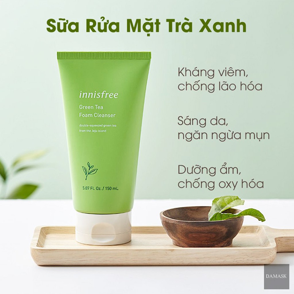 Sữa rửa mặt ngừa mụn trà xanh innisfree hàn quốc - rửa sạch da mặt, ngừa mụn, sáng da, có bọt, at boutique cute