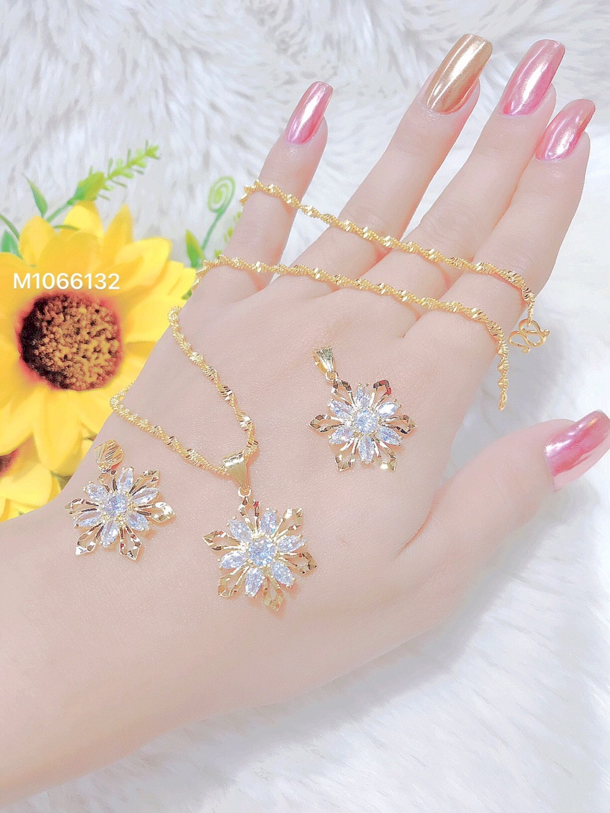 Dây Chuyền Nữ Mạ Vàng 18K ( 01 dây + 01 mặt ) 0881609 - Mang đi chơi, đi tiệc rất đẹp - Hình shop tự chụp, đẹp hơn trong hình - dây chuyền đẹp, dây chuyề bền