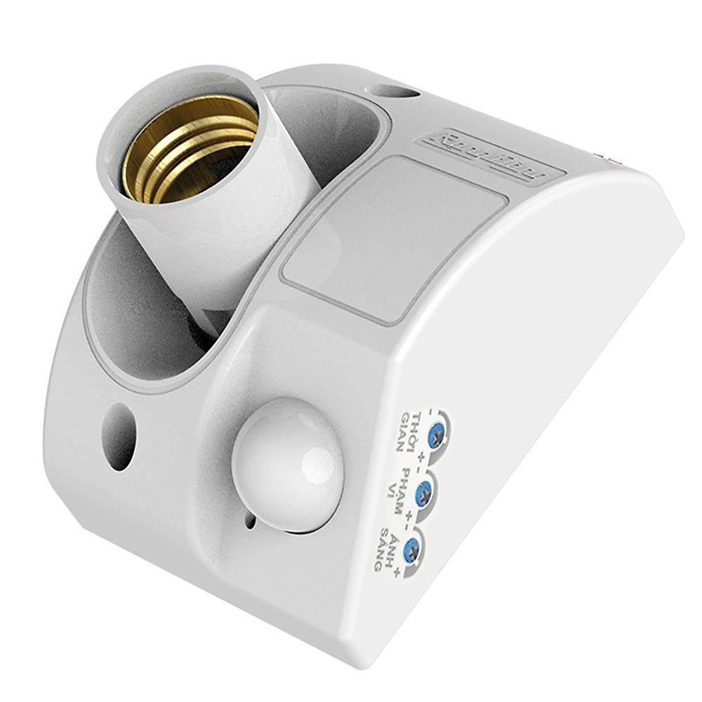 Đui đèn cảm biến hồng ngoại Rạng Đông ĐCB01.PIR E27/300W, tích hợp cảm biến ánh sáng