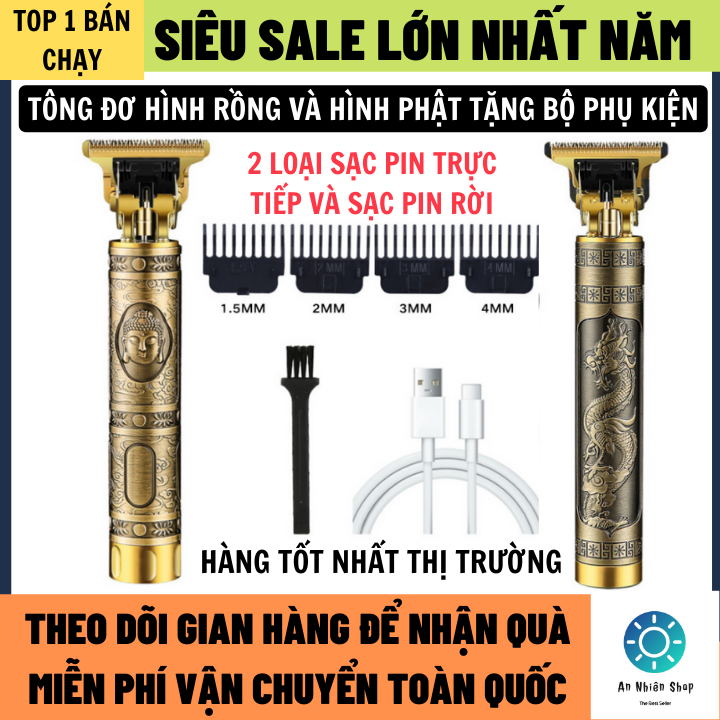 Tông Đơ Cắt Tóc Loại Tốt Tặng 4 Đầu Kích Cỡ Khác Nhau 2 Loại Sạc Trực Tiếp Và Sạc Ngoài Thiết Kế Tinh Tế Động Cơ 4 Chiều Không Tiếng Ồn Bảo Hành 12 Tháng