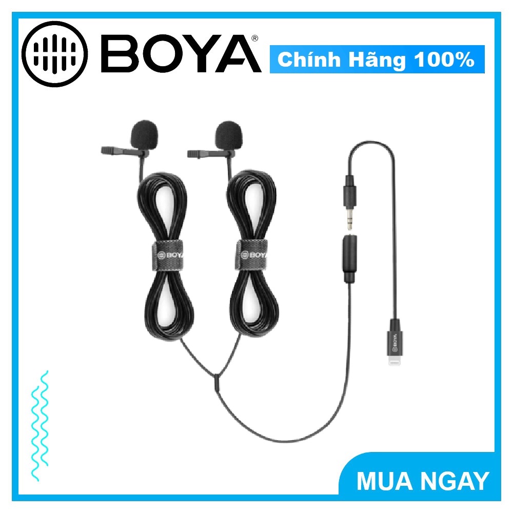 Mic thu âm kép cài áo Boya BY- M2D cho điện thoại Iphone cổng Lightning (FB237)