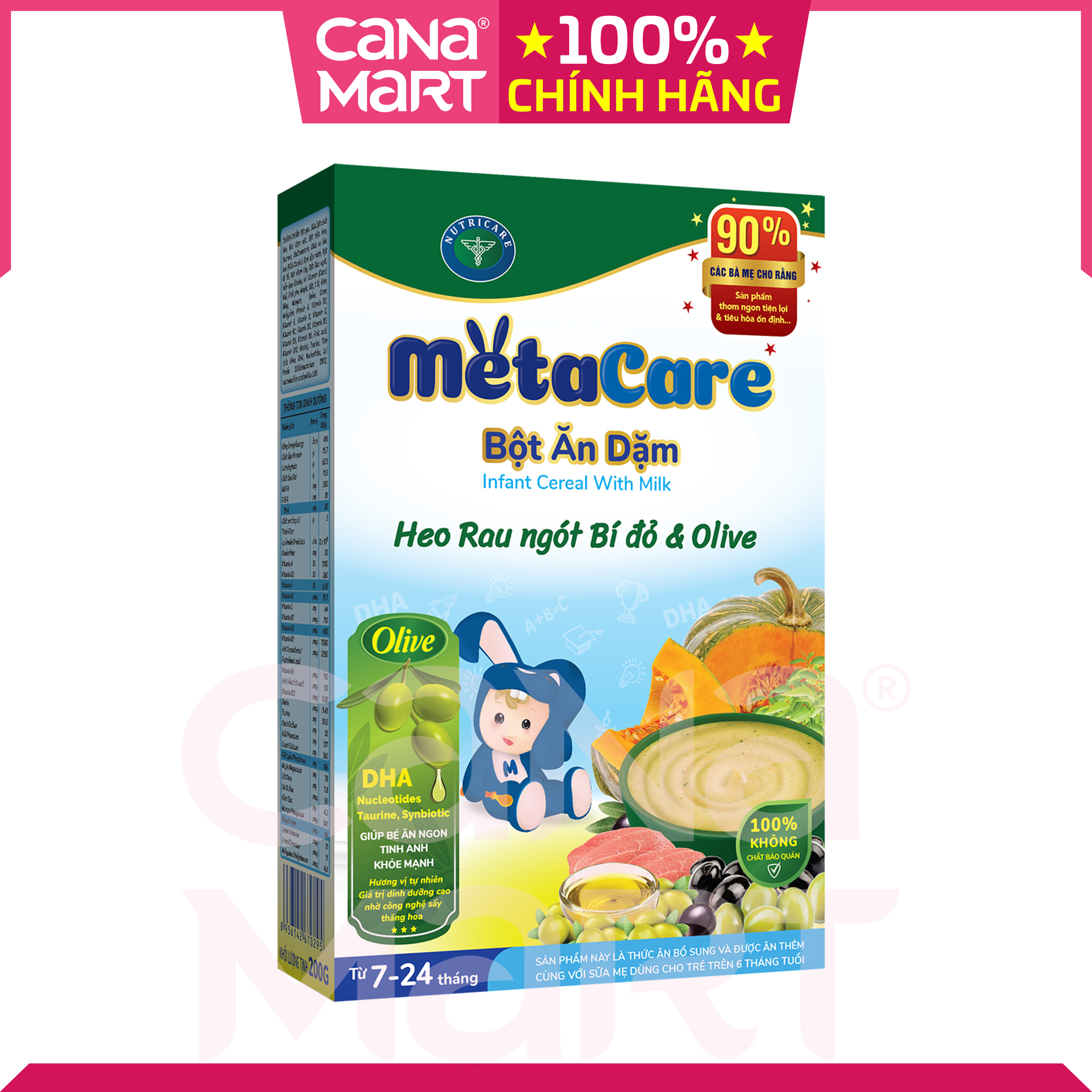 Bột ăn dặm Metacare Heo rau ngót bí đỏ & olive