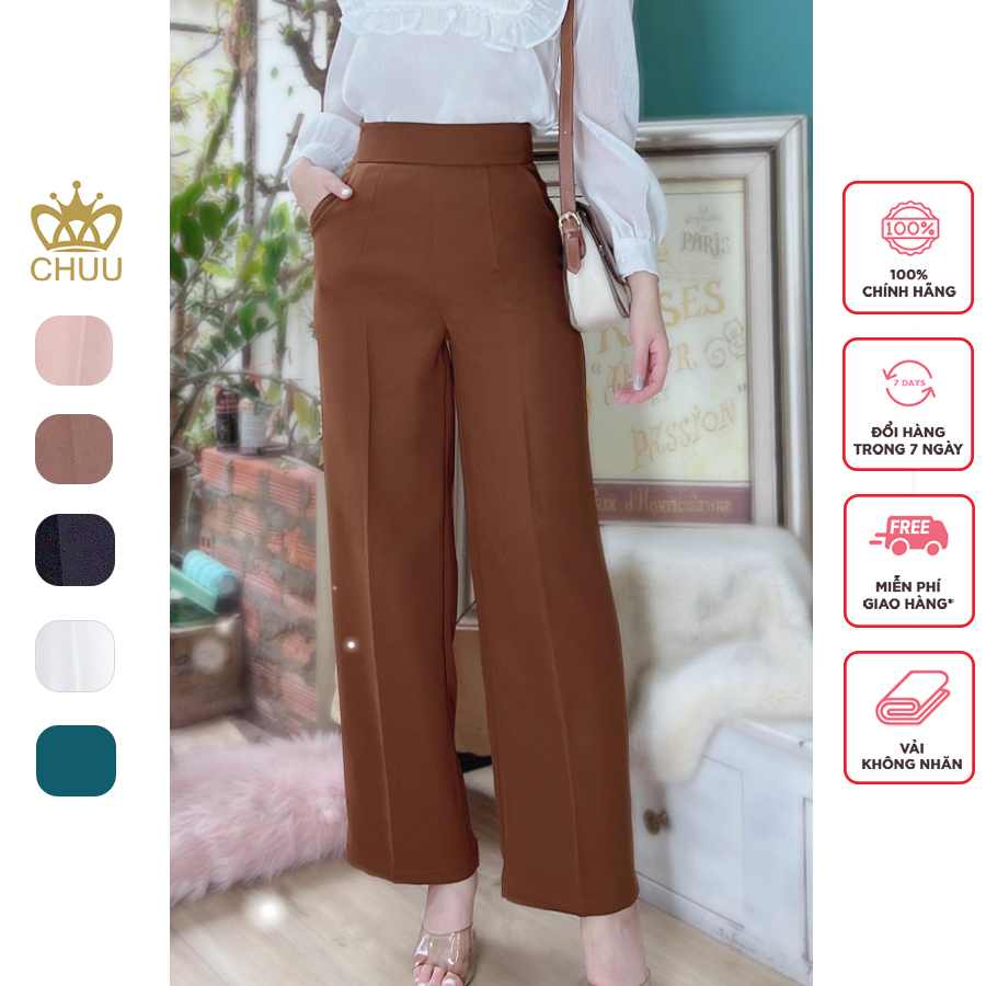 Quần tây ống rộng suông baggy 6 size basic chuu q3038