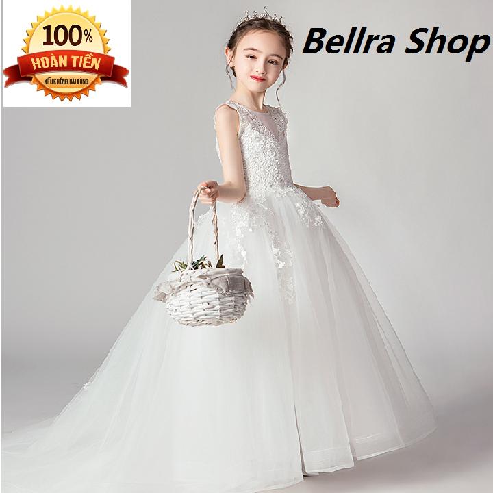 Váy Đầm Công Chúa Đáng  Yêu Màu Trắng Cho Bé Cao Cấp