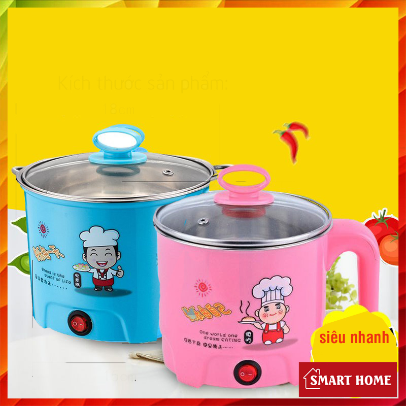 Ca mỳ nấu lẩu siêu tốc mini đa năng: nấu mì, ăn lẩu, đun nước 1.8L