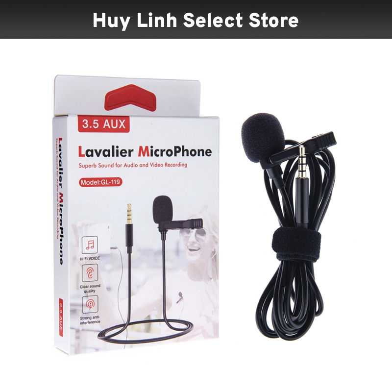 Micro cài áo Lavalier Microphone GL119 hàng chuẩn 3 Ring