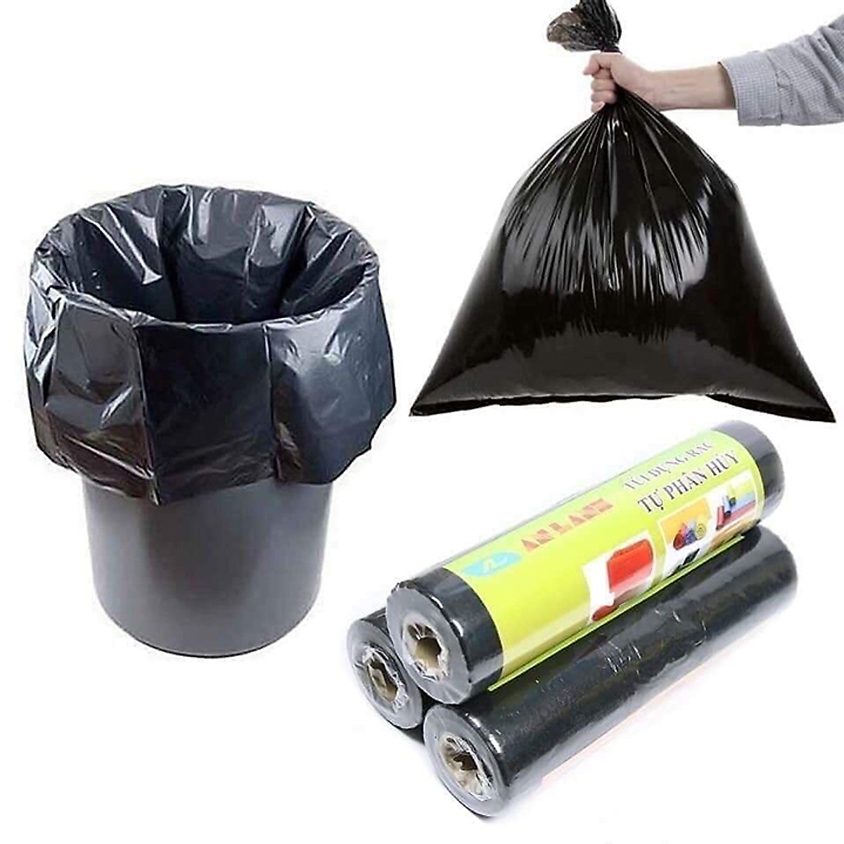Combo 3 cuộn túi đựng rác tự tiêu hủy an lành 05kg/cuộn