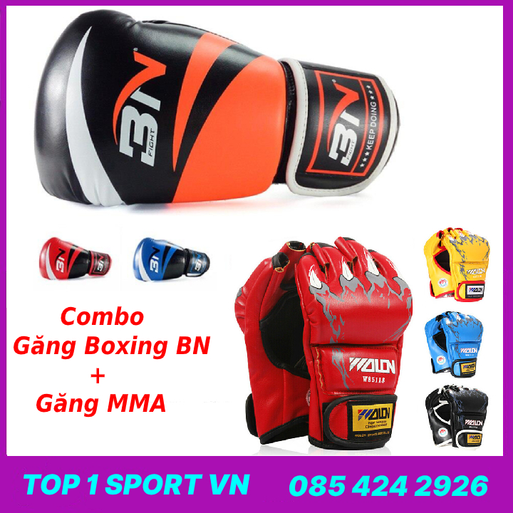 Găng Tay MMA + Găng Tay Đấm Bốc Boxing BN Chính Hãng - Phiên Bản Găng Tay Dùng Trong Đối Kháng - Bảo hành 12 tháng