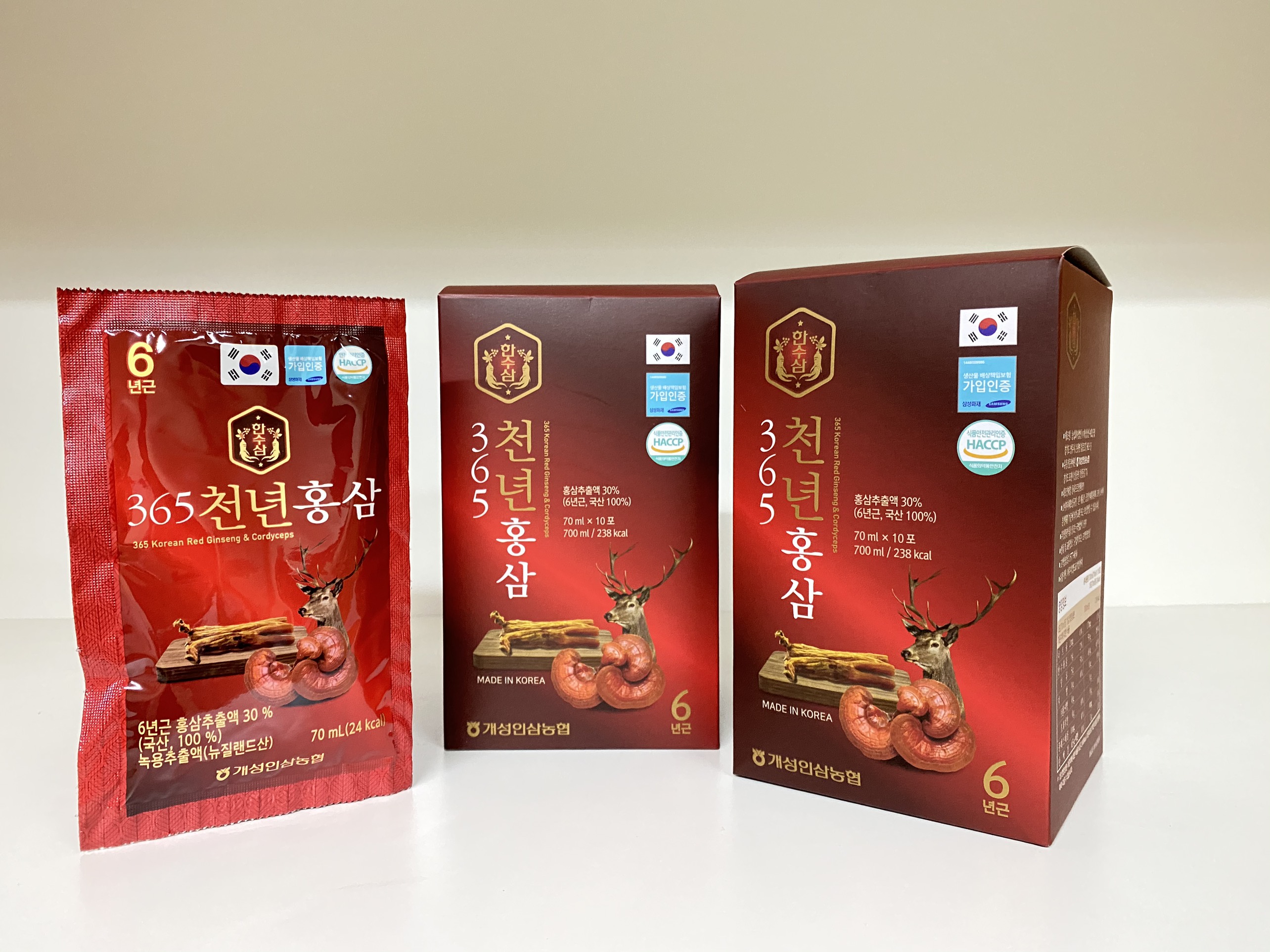 Nước hồng sâm nhung linh chi 365 Hàn Quốc gói 70ml x 20 gói - TRỢ GIÁ MẠNH