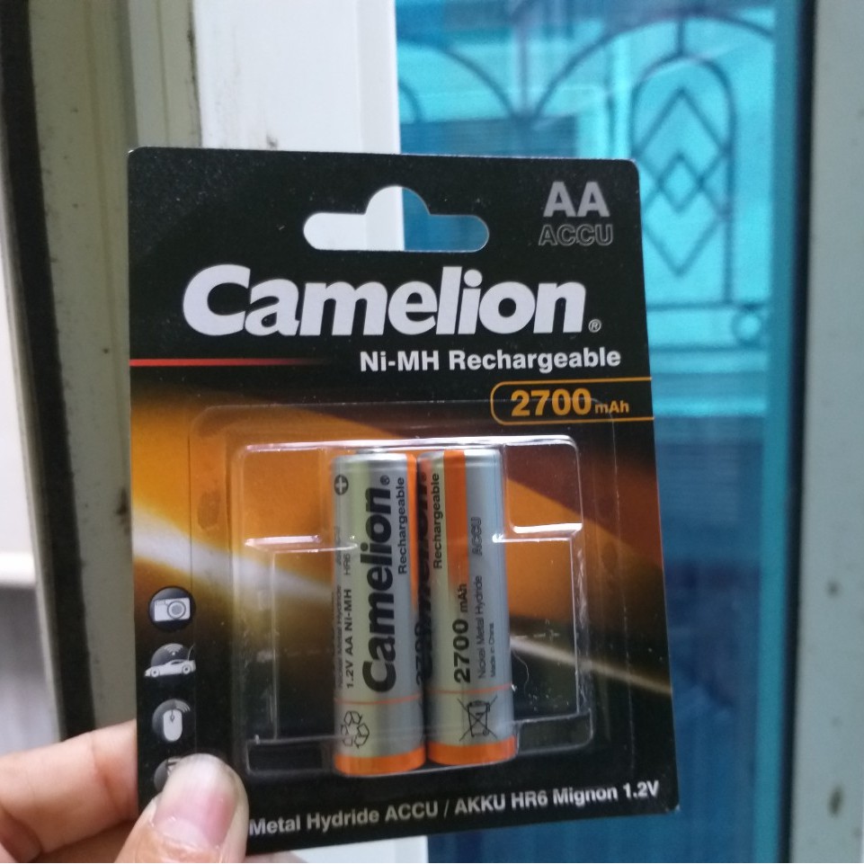 Pi0011 - pin sạc aa 2700, pin sạc 3a 1100 mah pin 2a 2 viên /vỉ pin 2a pin 3a camelion hàng chính hãng