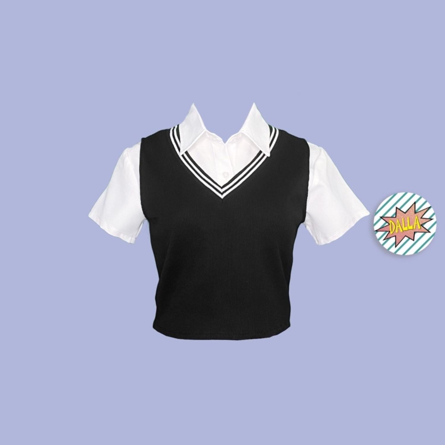 DALLA Áo gile đen croptop