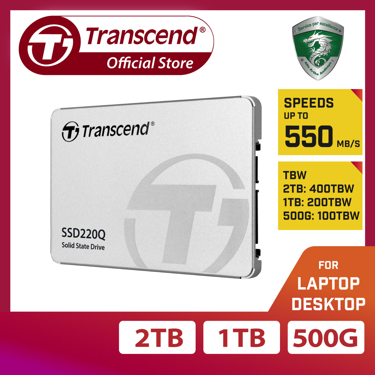 Ổ cứng gắn trong ssd220q 2.5'' sata3, qlc transcend - hàng chính hãng