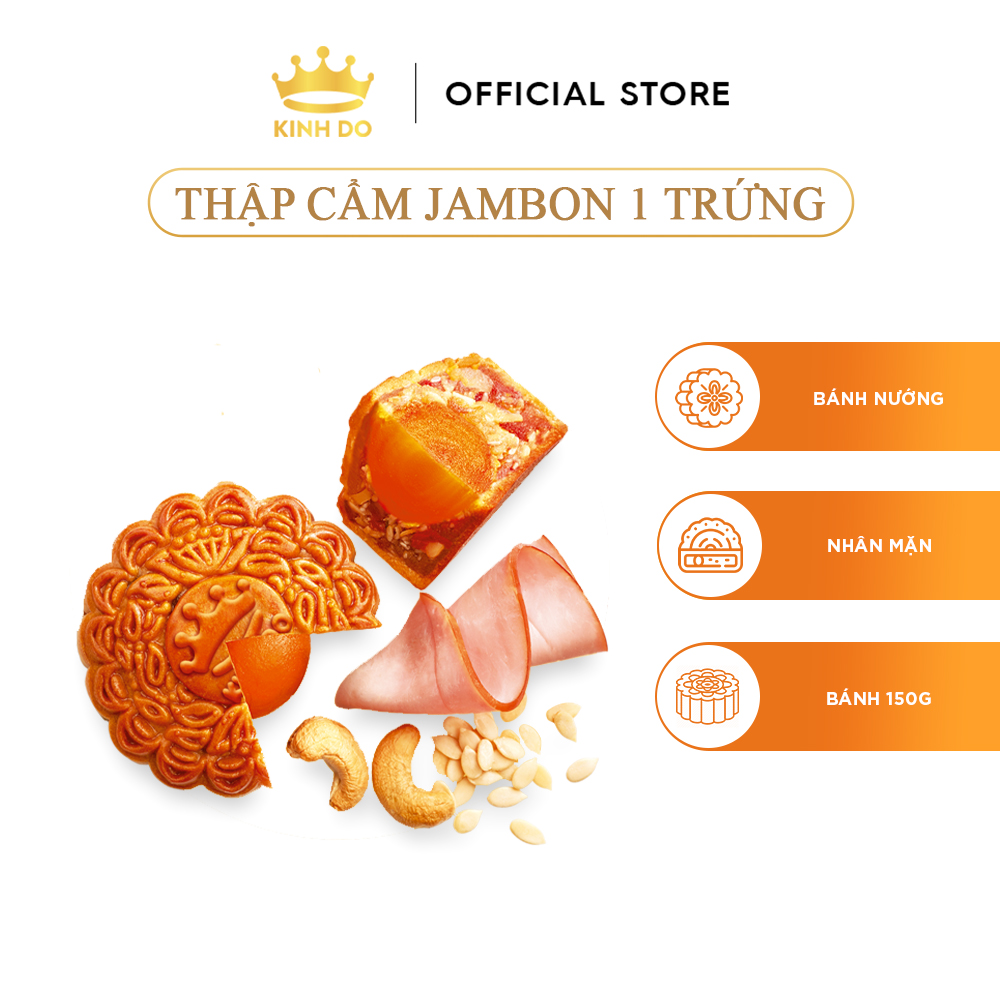  Bánh Trung Thu Kinh Đô - Bánh Nướng Nhân Mặn 1 Trứng 150G  Gà Quay  Cua  Thập Cẩm Lạp Xưởng  Jambon  