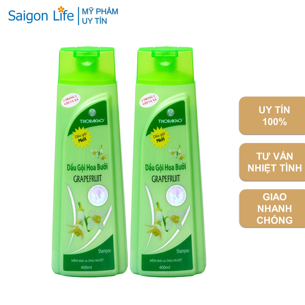 Bộ 2 Chai Dầu Gội Và Xả Hoa Bưởi Thorakao 400ml