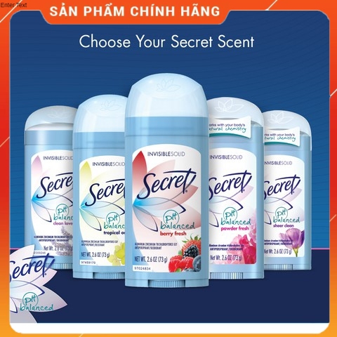 Lăn khử mùi dạng sáp Secret-cân bằng độ PH khử mùi- lưu giữ hương thơm suốt 24h -Kho Sỉ Như Tuấn