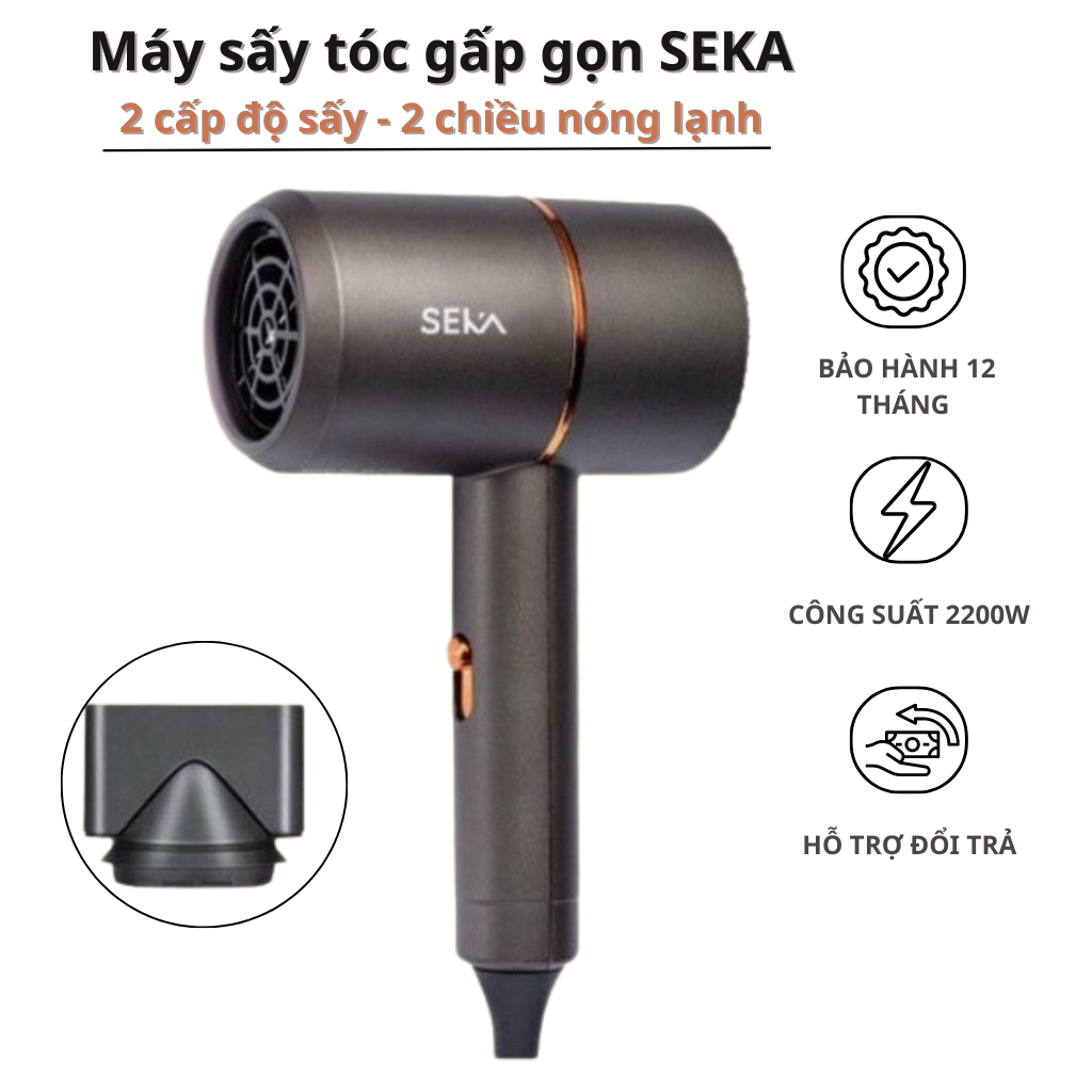 Máy sấy tóc 2 chiều, tạo kiểu tóc chính hãng seka máy sấy tạo kiểu ion âm chống khô tóc - bảo hành 12 tháng