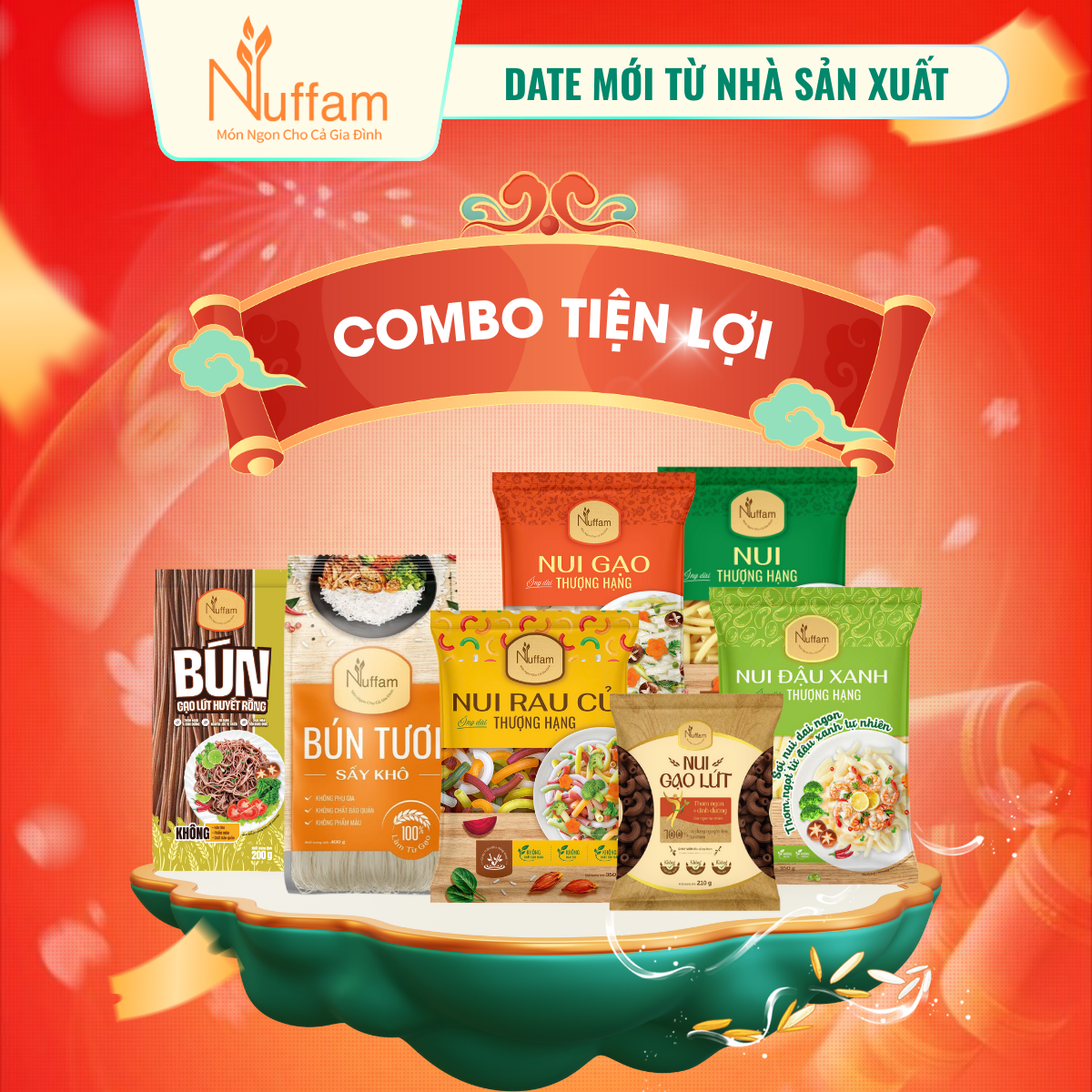Combo Tiện Lợi Nui Ống Dài Vàng Nui Gạo Lứt Nui Rau Quả,Nui Đậu Xanh Nui Gạo Bún Tươi Sấy Khô Bún Gạo Lứt Huyết Rồng