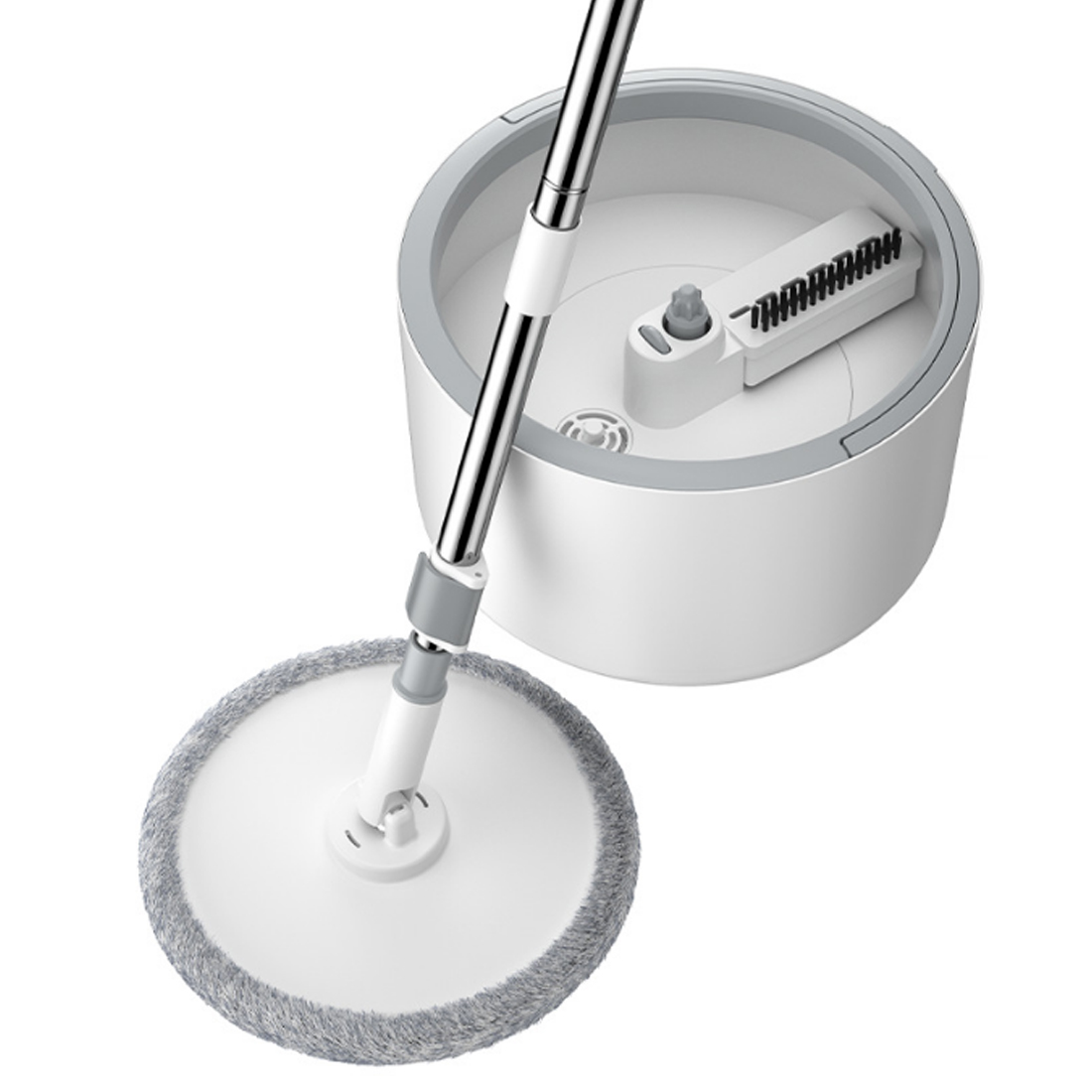 Bộ lau nhà 360 độ thông minh thép không gỉ 2 bông lau, lau sạch mọi vết bẩn, kích thước cây lau 130 x 26cm