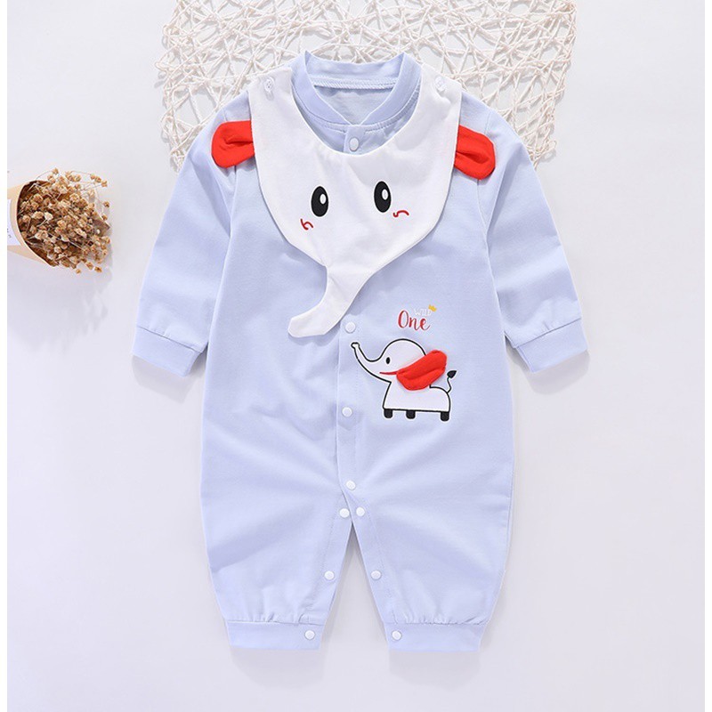 Jumpsuit cho Bé Trai Bé Gái kèm yếm mẫu quần áo trẻ em dài tay, bộ body đồ sơ sinh dễ thương chất cotton xịn mịn từ 3-12kg