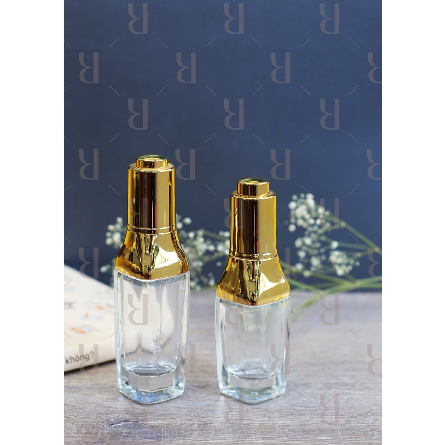 Chai thủy tinh đựng serum cao cấp nắp vàng Rabbit Lab 30ml, 40ml