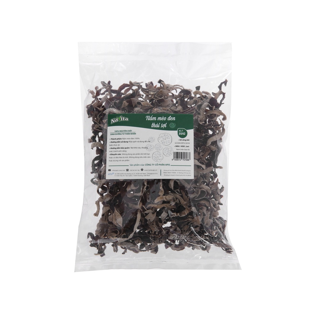 Nấm mèo đen thái sợi gói 50g