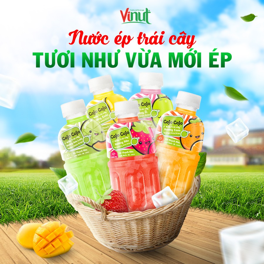 Chai Lẻ Nước Ép Trái Cây Có Thạch Dừa Cojo Cojo VINUT 320ml chai