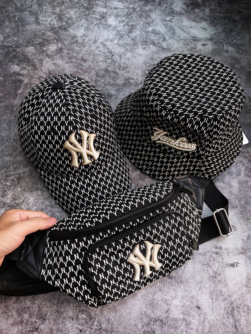 💥hàng xuất xịn💥 mlb ny monogram túi bao tử thời trang sành điệu cao cấp cho nam nữ-full tem tag
