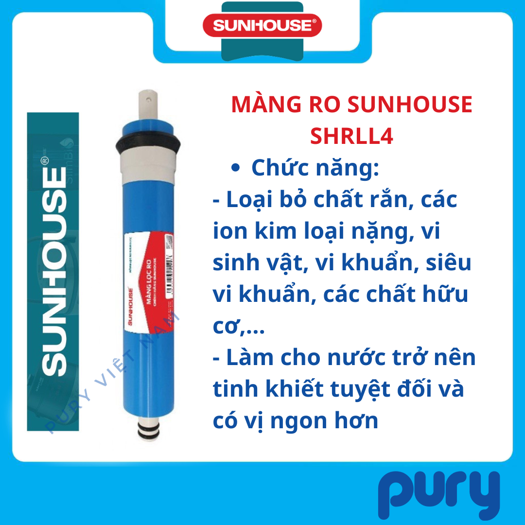 Lõi lọc nước số 4 Sunhouse - Màng lọc thẩm thấu ngược - Màng RO Sunhouse - Hàng Chính hãng