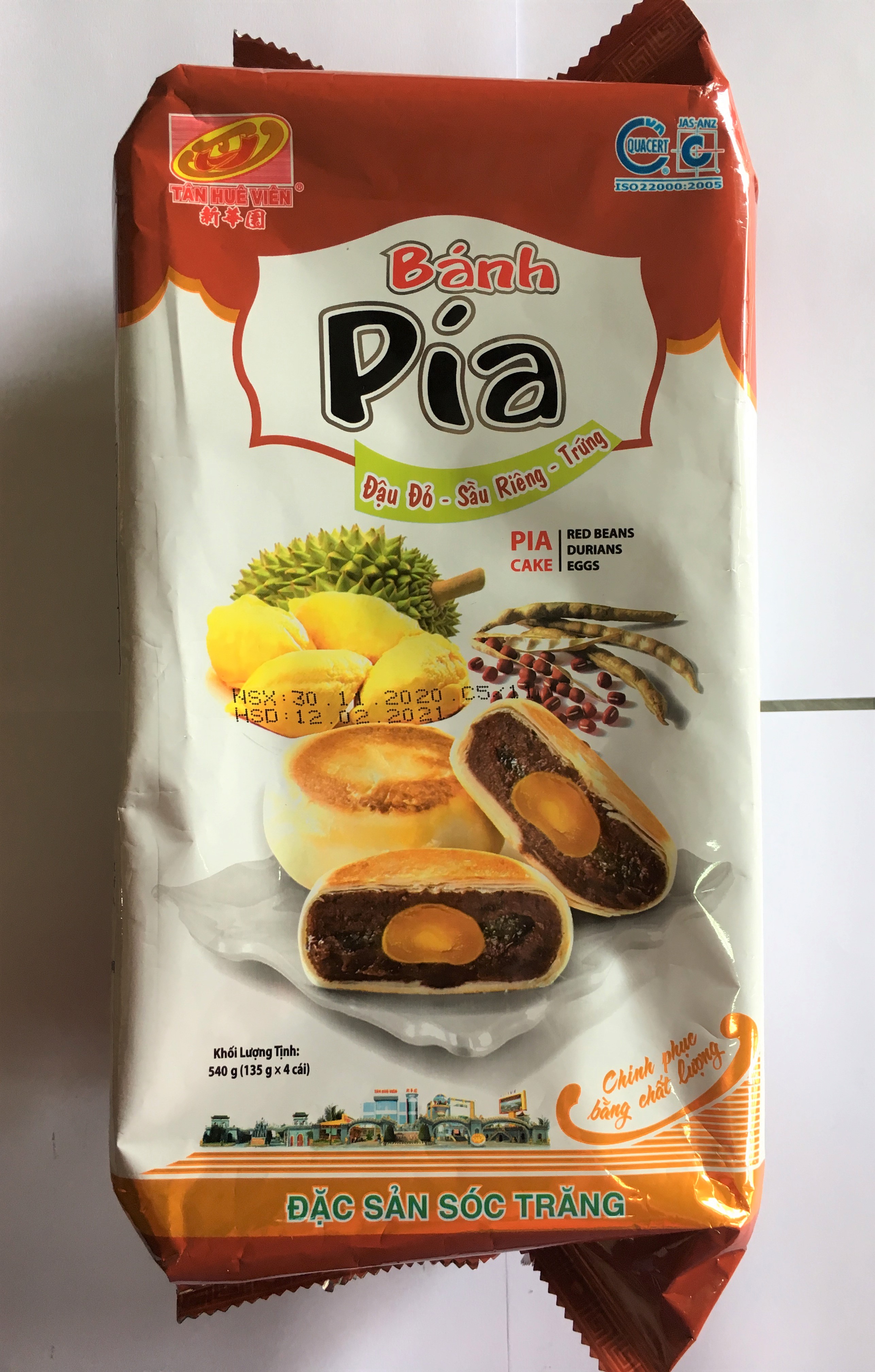 [HCM]Bánh Pía Đậu Đỏ Sầu Riêng Trứng Muối 540g