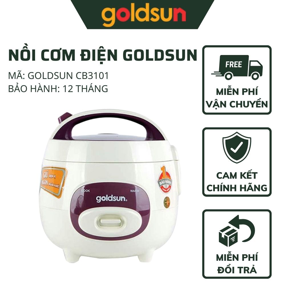 Nồi cơm điện mini dung tích 1L, Nồi cơm điện nhỏ Goldsun CB3101 - Bảo hành chính hãng 12 tháng