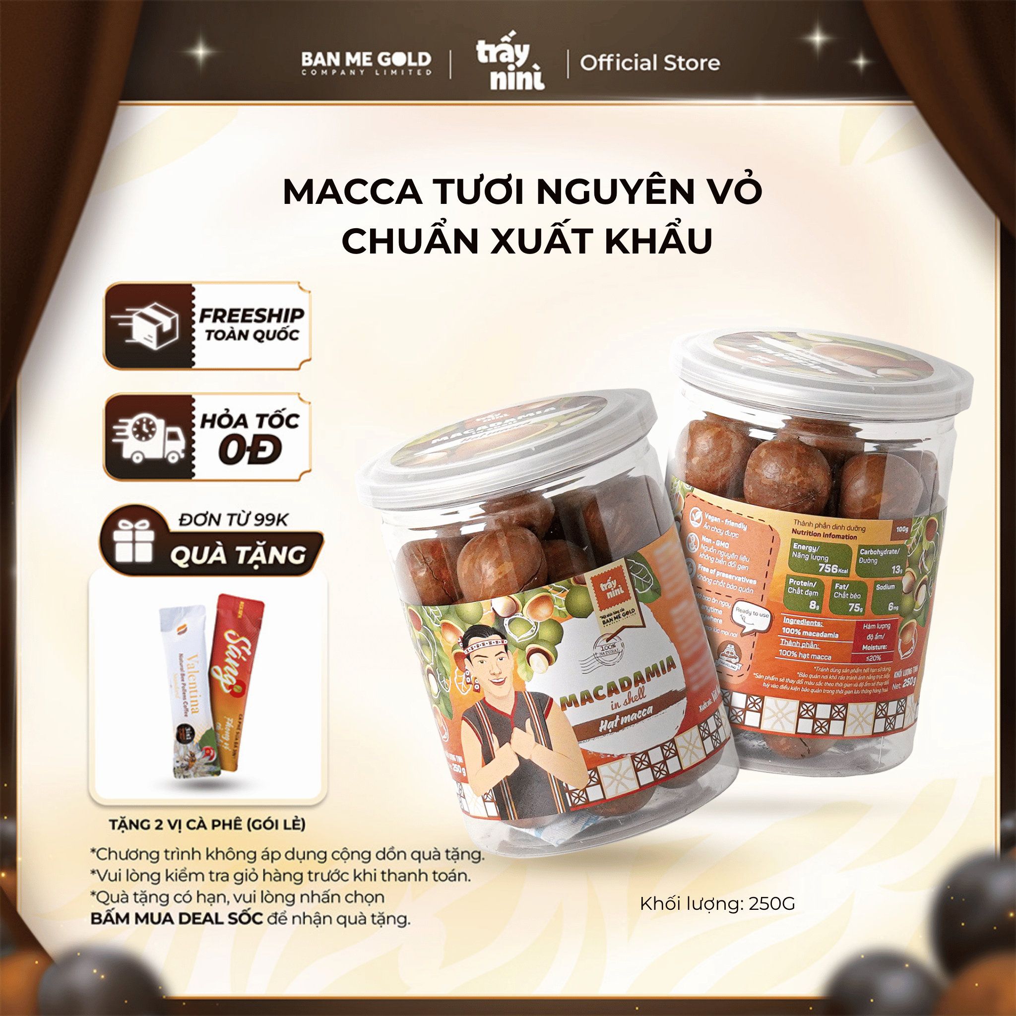 TẶNG QUÀ Hạt Macca Tươi Đắk Lắk Nguyên Vỏ - 100% Hạt Chuẩn Xuất Khẩu Giàu Dinh Dưỡng Chính Hãng Trấy Nini - Ban Me Gold