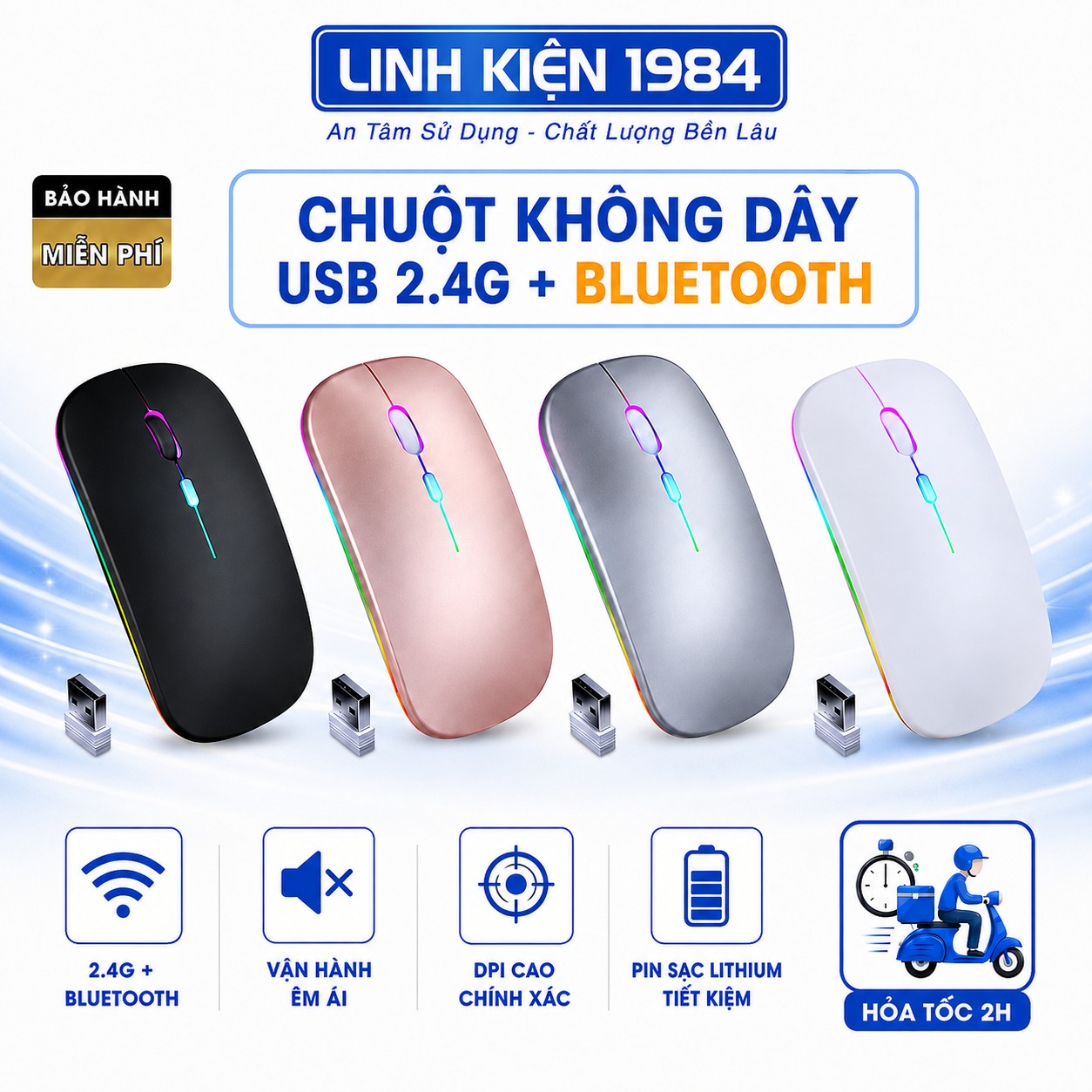 Chuột không dây yindiao a2 - chống ồn pin sạc được không cần thay pin