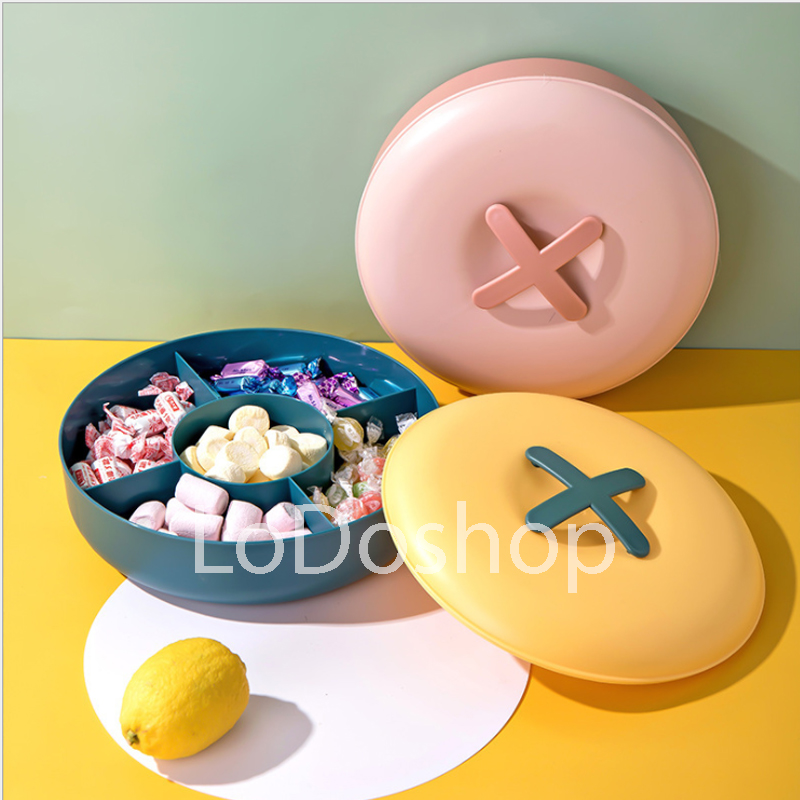 Khay đựng mứt kẹo 5 ngăn hình tròn - Hộp đựng bánh mứt tết  xuân năm 2023