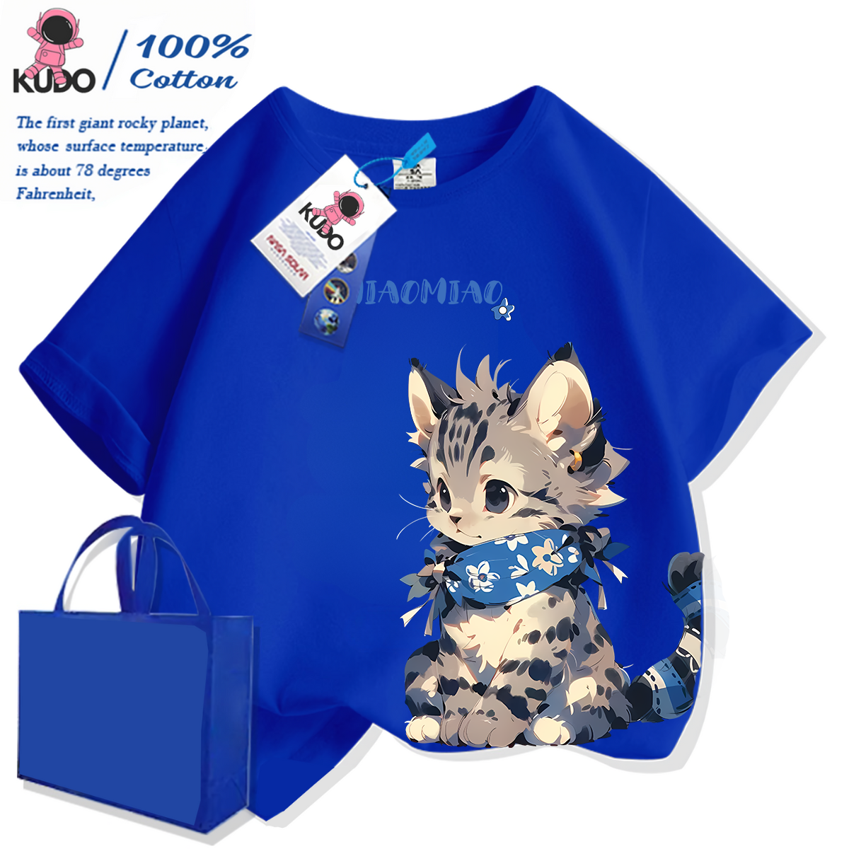 Áo thun cho bé gái, bé trai KUDO size 10 - 40 kg họa tiết con mèo dễ thương chất vải 100% cotton tự nhiên co dãn 4 chiều siêu thoáng khí tránh hầm bí, bst cute cat 02 - 8