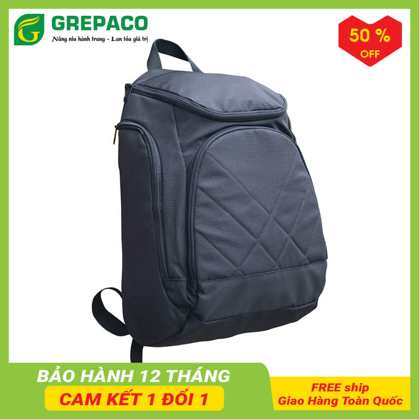 Balo Vải Bố Canvas GrepacoBags Tote Dù Nhẹ Nhiều Ngăn Đựng Laptop Chống Sốc Chống Nước Màu Đen Thời Trang Hàn Quốc Nam Nữ Sinh Viên, Học Sinh Đi Học, Công Sở Đi Làm, Du Lịch BL01- Hàng Chính Hãng