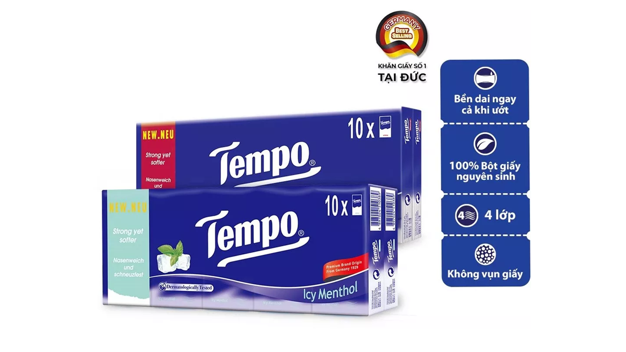 Combo 3 lốc Khăn Giấy Tempo Bỏ túi Regular Không Mùi/Hương Bạc Hà - Thương Hiệu Đức