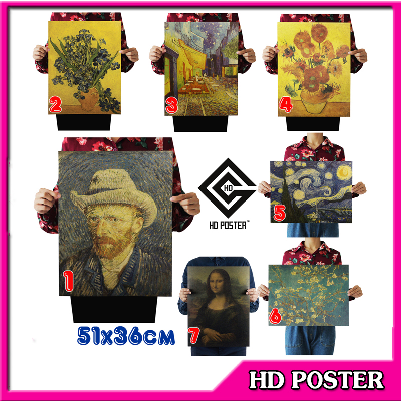 Poster IN SAO TRANH VANGOGH 51x36cm Vintage - Poster Trang Trí Vintage