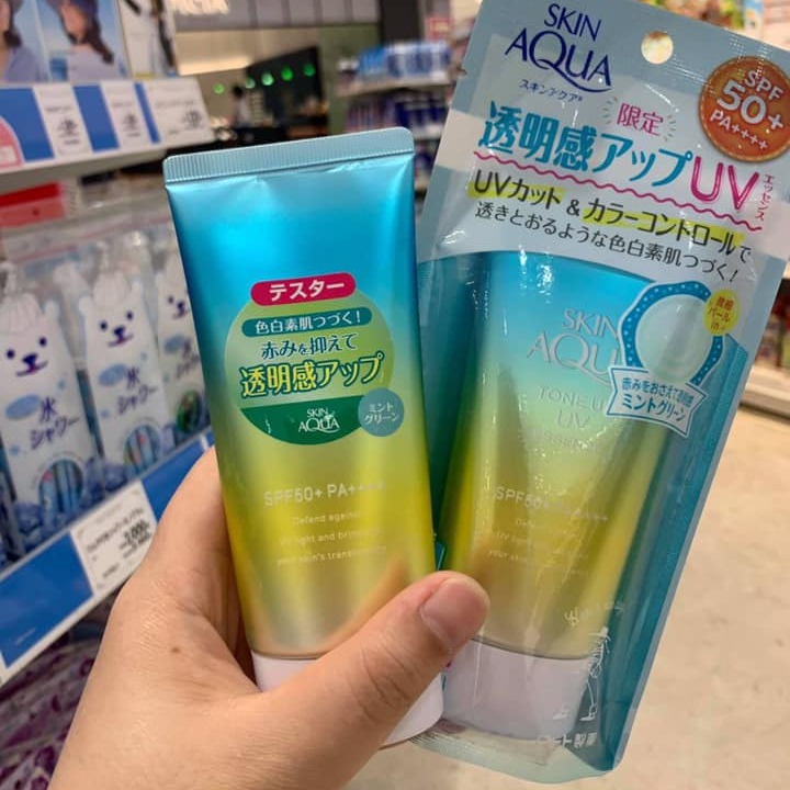 Kem chống nắng Skin aqua xanh cho da nhạy cảm mụn và dầu 80g