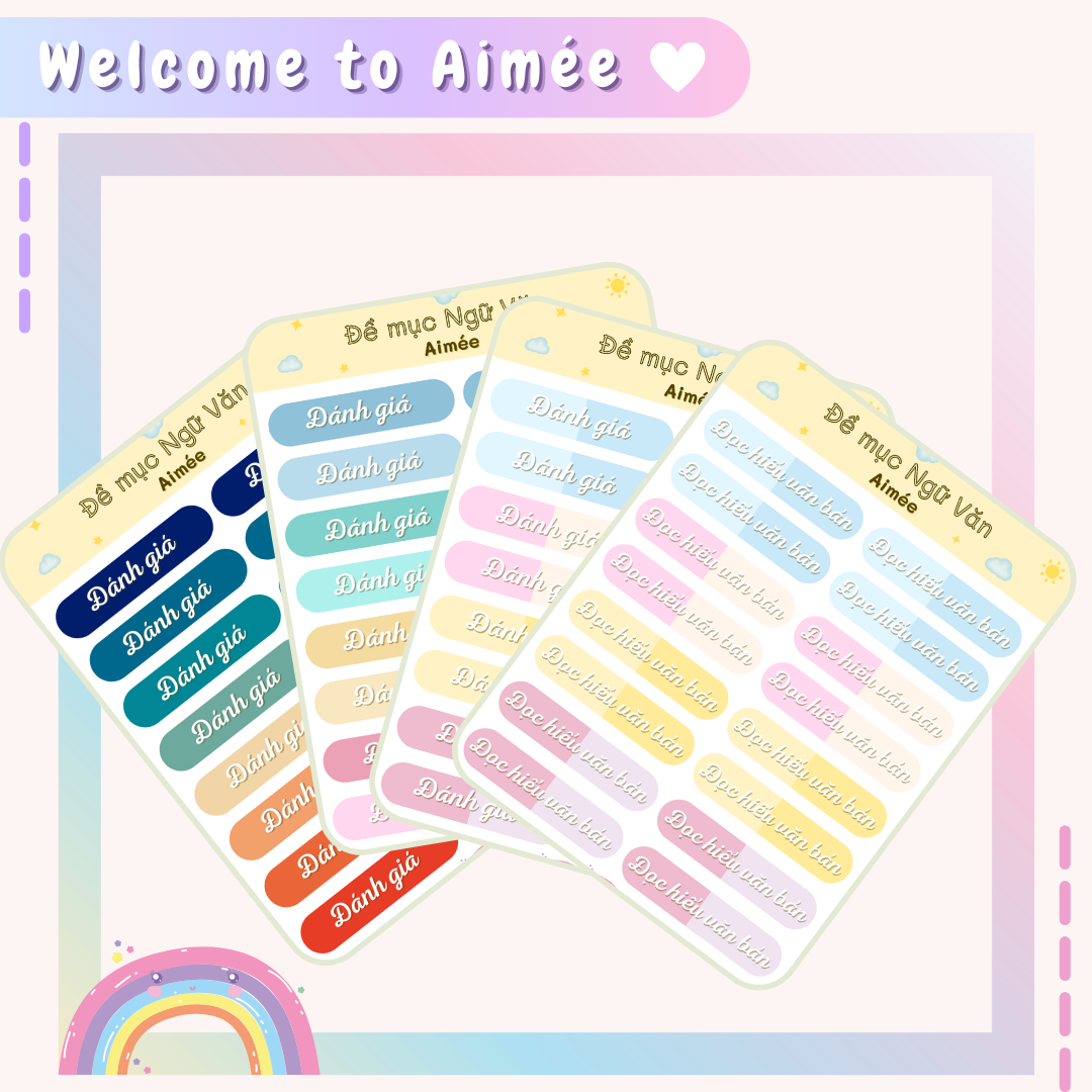 Combo 5 sticker tấm đề mục văn học | aimée