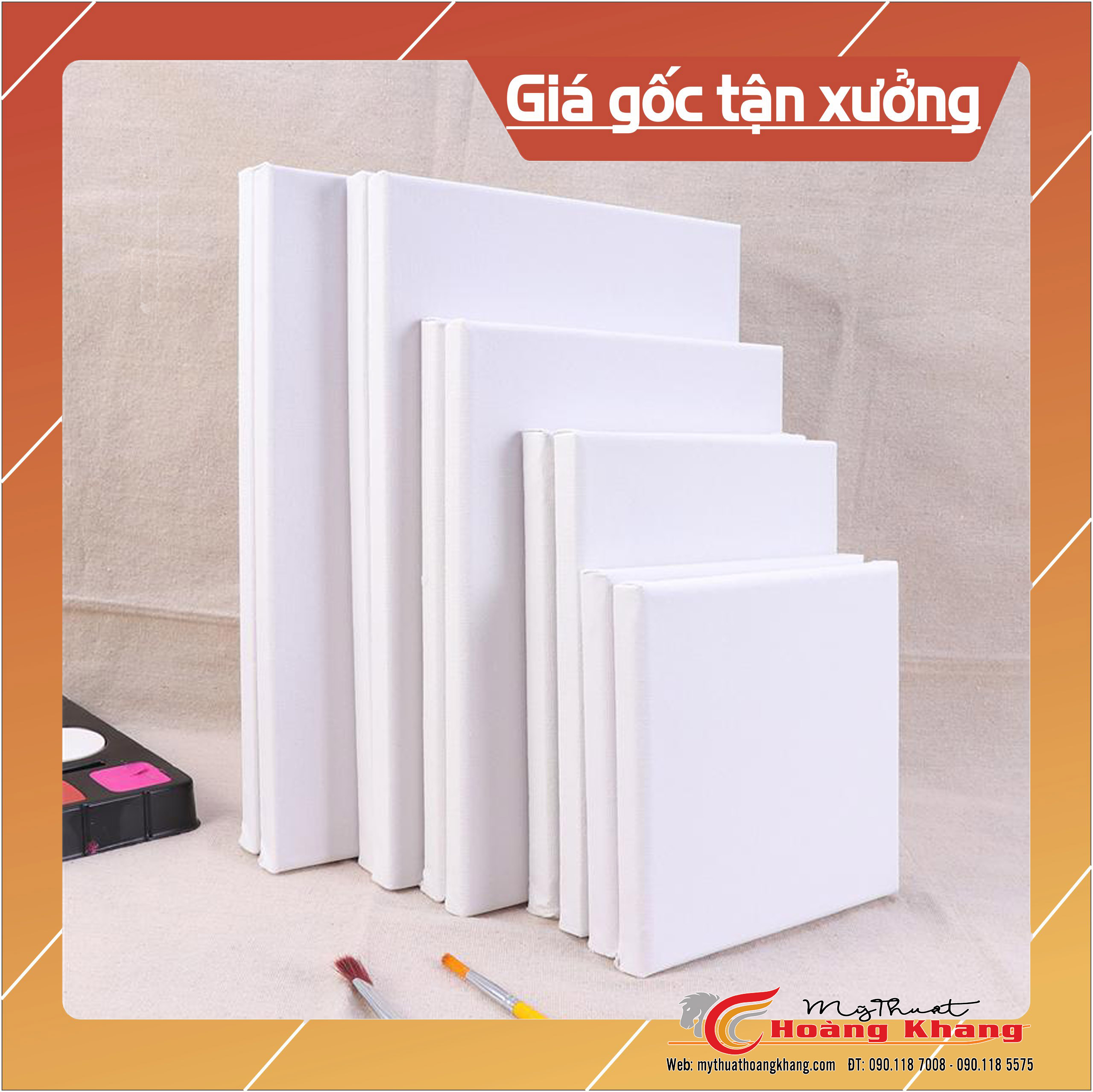 COMBO 5 Toan Vẽ, Vải Vẽ Tranh, Kích Thước 40cm x 50cm x 5 Căng sẵn Trên Khung Gỗ , Dùng Để Vẽ Màu Nước , Màu Acrylic, Sơn Dầu ( Tặng Kèm Móc Treo)