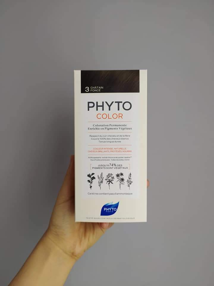 Nhuộm tóc bạc thực vật Phyto Color màu 3 đen nâu của Pháp