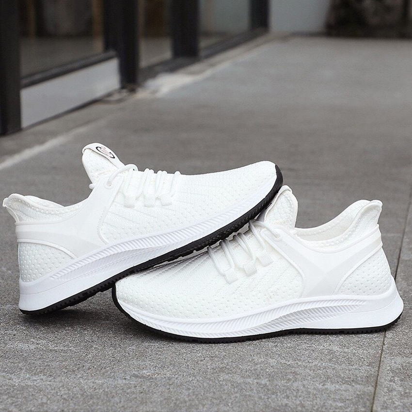 Giày Sneaker cao cấp, giày thể thao nam thời trang ELMEE, giày thể thao nam hot trend  màu trắng tuyệt đẹp - SN01 - Bạch mã hoàng tử