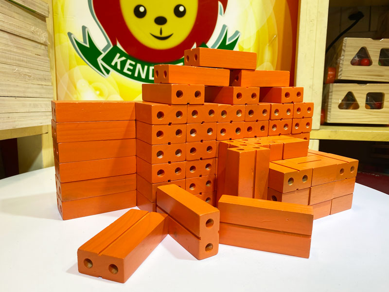 Bộ gạch gỗ xây dựng cho bé Đồ chơi gỗ xếp hình mầm non