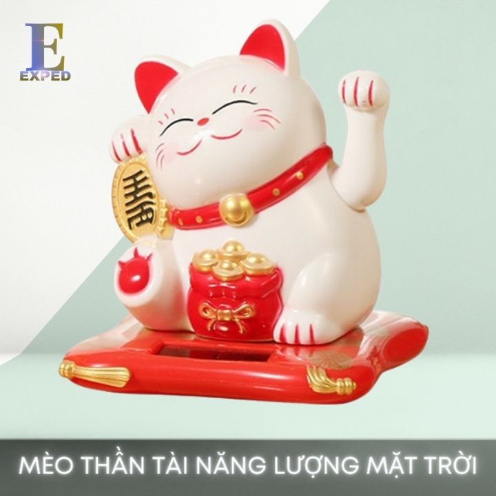 Mèo thần tài vẫy tay chạy năng Lượng mặt trời