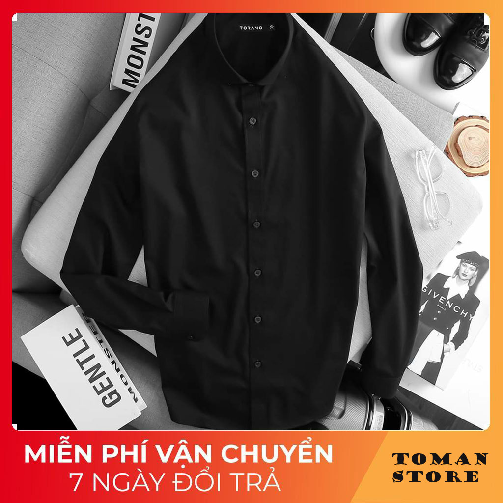 Áo sơ mi nam dài tay hai màu đen trắng, thời trang công sở ,chất liệu dày dặn, sản phẩm chất lượng, cam kết sản phẩm giống hình