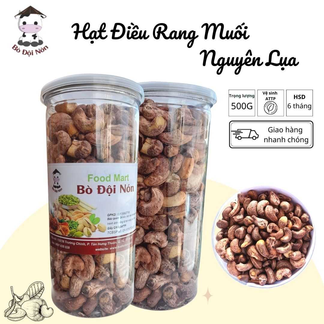Hạt điều rang muối nguyên lụa 500G Hạt Nhỏ