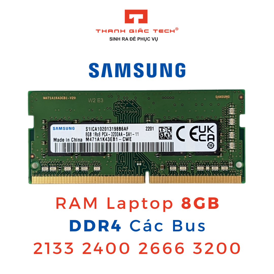 RAM Laptop Samsung 8GB DDR4 Các Bus 2133 2400 2666 3200 - Bảo Hành 3 Năm