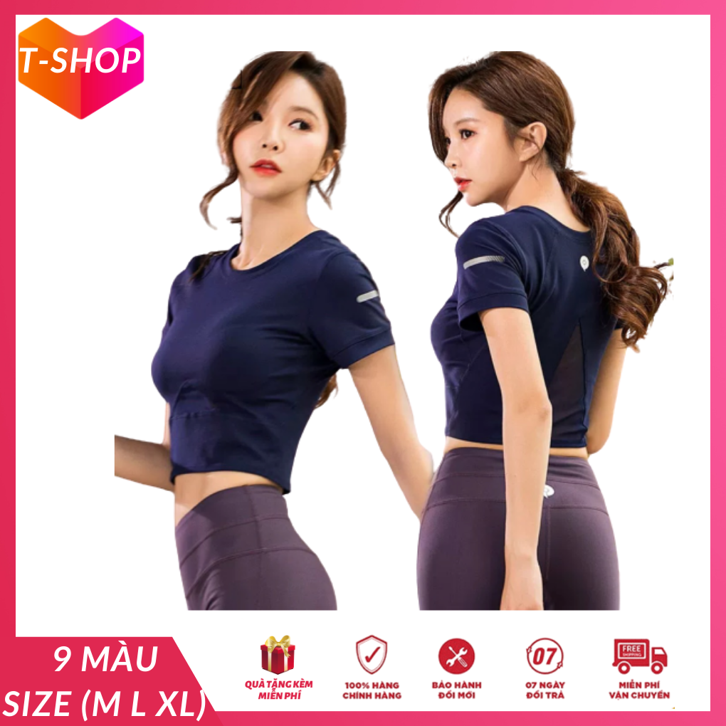 [HCM]áo tập gym nữ có tay croptop phối lưới tam giác gồm 9 màu cho bạn tha hồ phối đồ quần áo tập gym nữ tphcm-0CR059