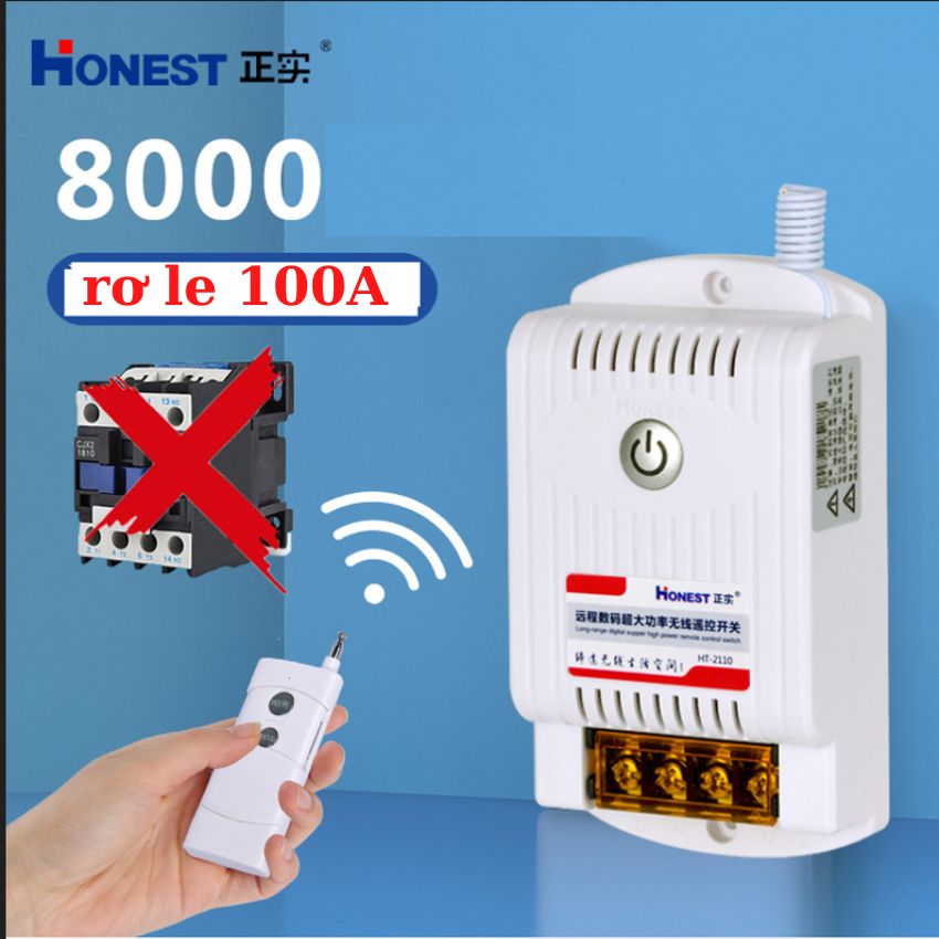 Công tắc điều khiển từ xa Honest 100A/220v tầm xa 0-1000m , bộ điều khiển từ xa 220v,điều khiển từ xa honest, remote honest, bộ điều khiển từ xa mô tơ